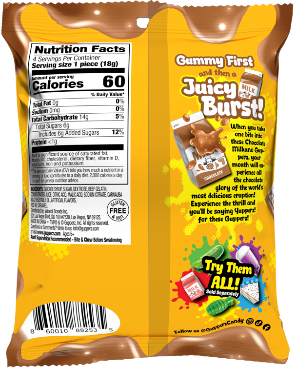 Gupperz Chocolate Milkano 2.54oz (6 Bags)