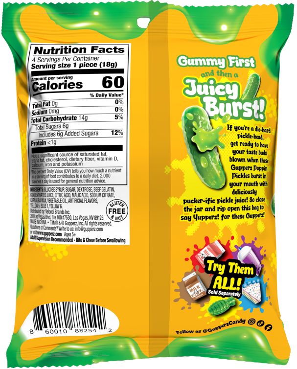 Gupperz Poppin' Pickles 2.54oz (12 Bags)